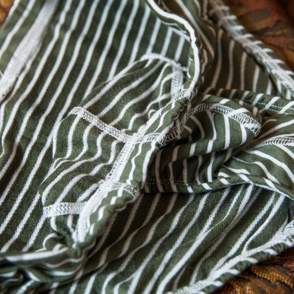 Mens Olive Green Color Striped Brief Handmade - Picture 6 of 6